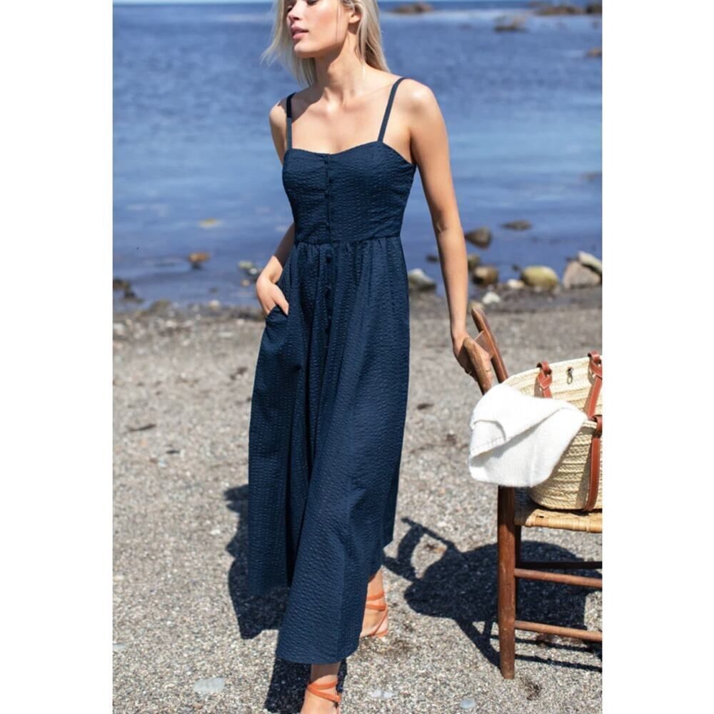 NWT Emerson Fry FLORENTINE DRESS - NAVY SEERSUCKER Sz. 6 - Picture 2 of 8